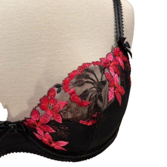 Agent Provocateur SET Pink and Black Brianna Bra 36DD String Brief LARGE NWT - Picture 9 of 17